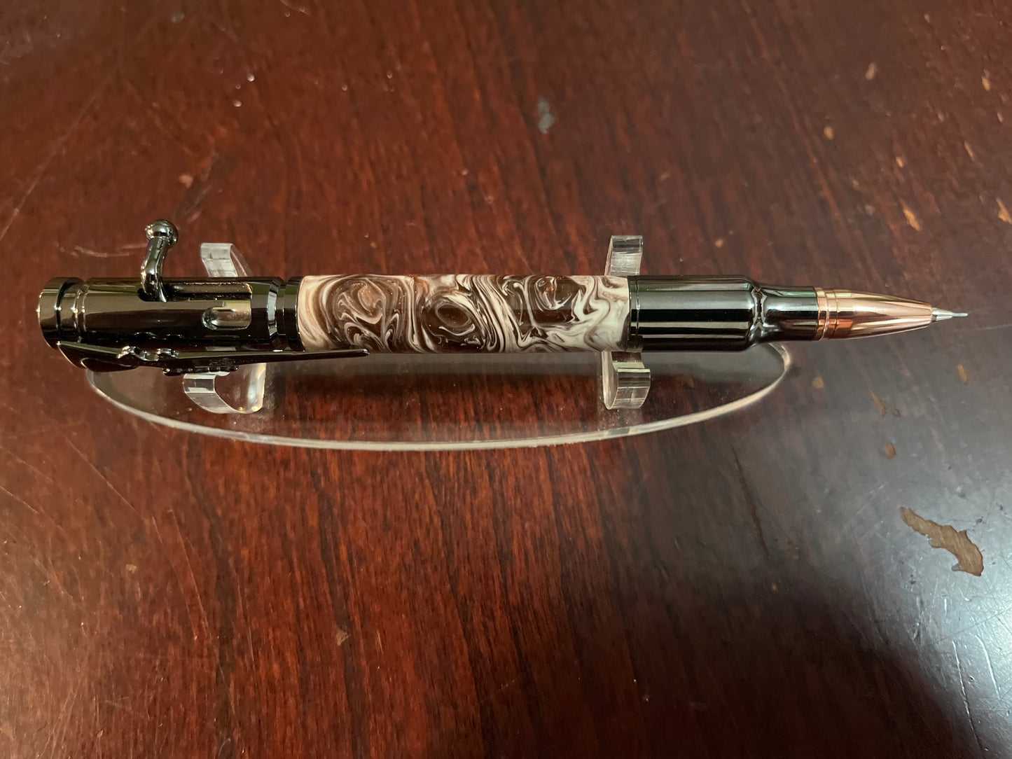 Bolt Action Pencil Sandstorm Swirl Gun Metal