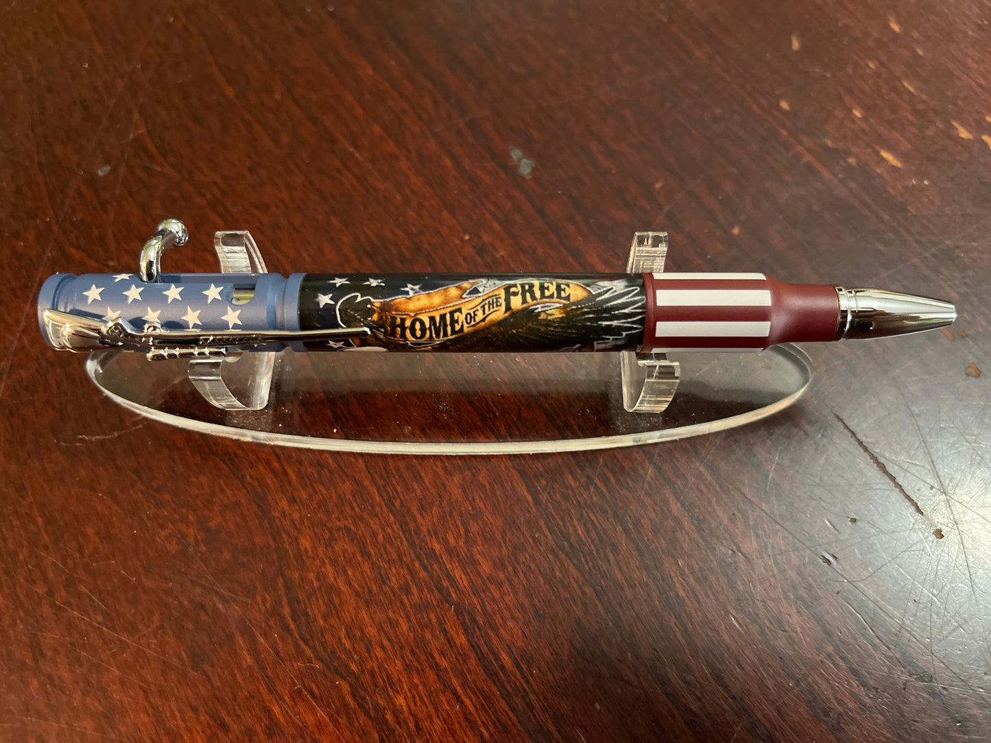 Bolt Action Pen Ceramic RW&B Flag Home of the Free