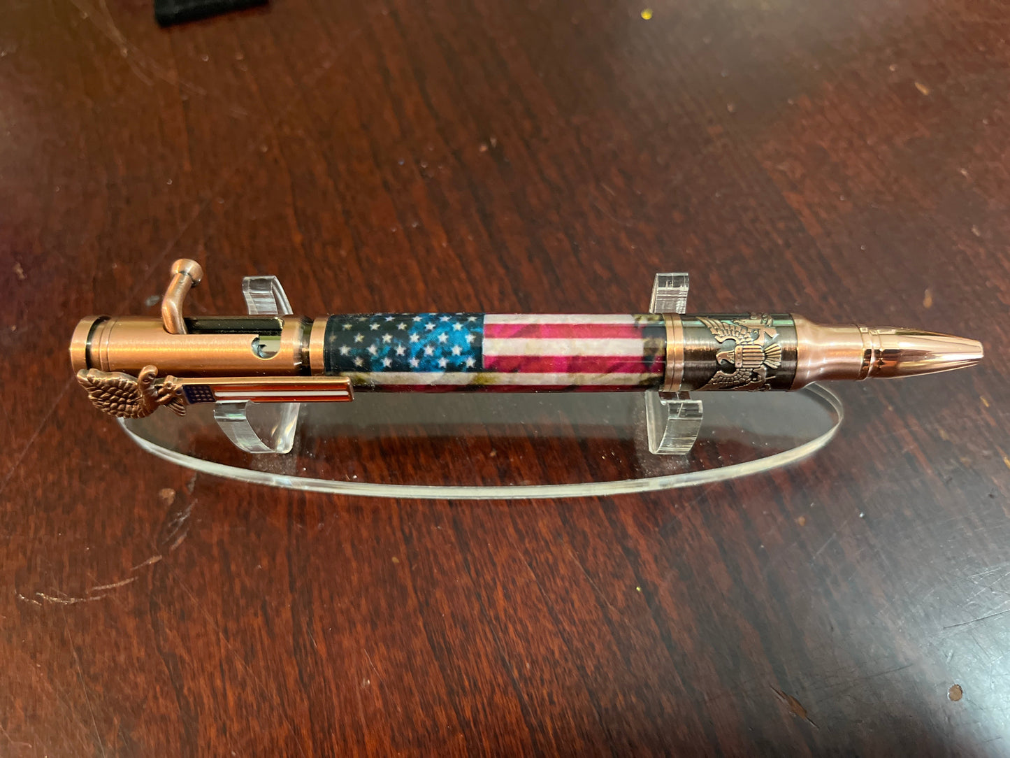 Bolt Action Pen Copper Eagle Distressed Flag
