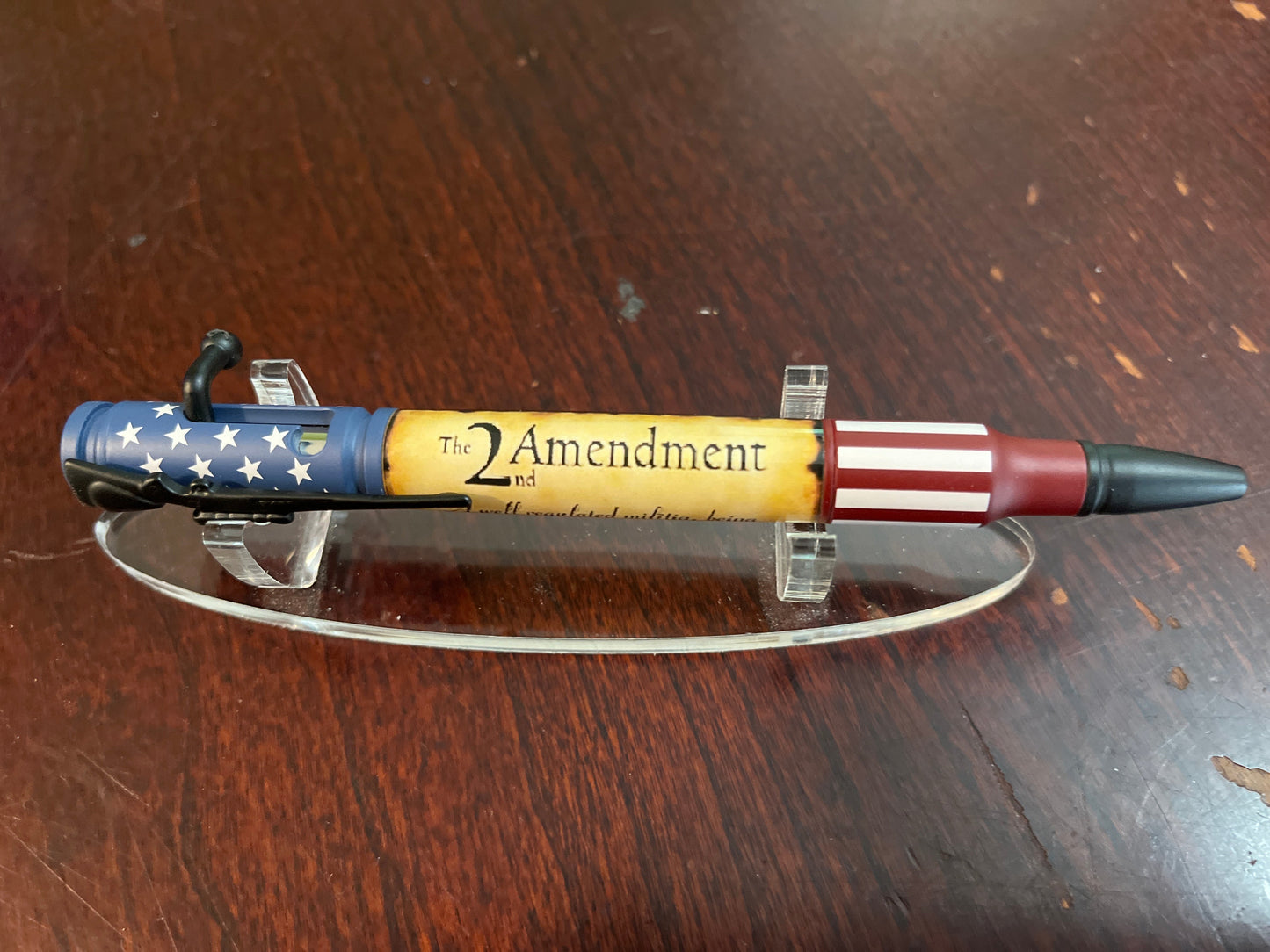 Bolt Action Pen Ceramic RW&B Flag 2nd Amendment
