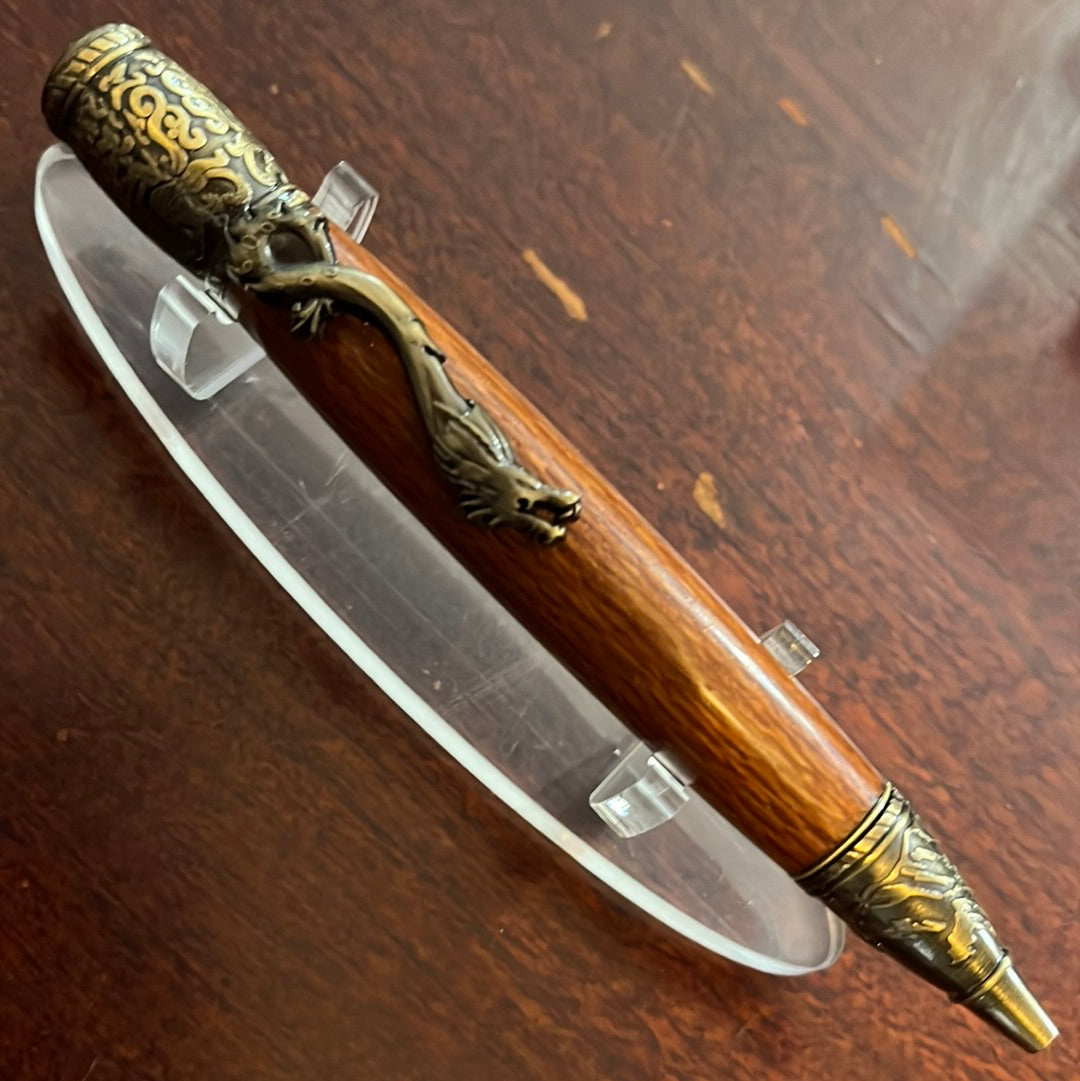 Dragon twist pen bronze leopard wood