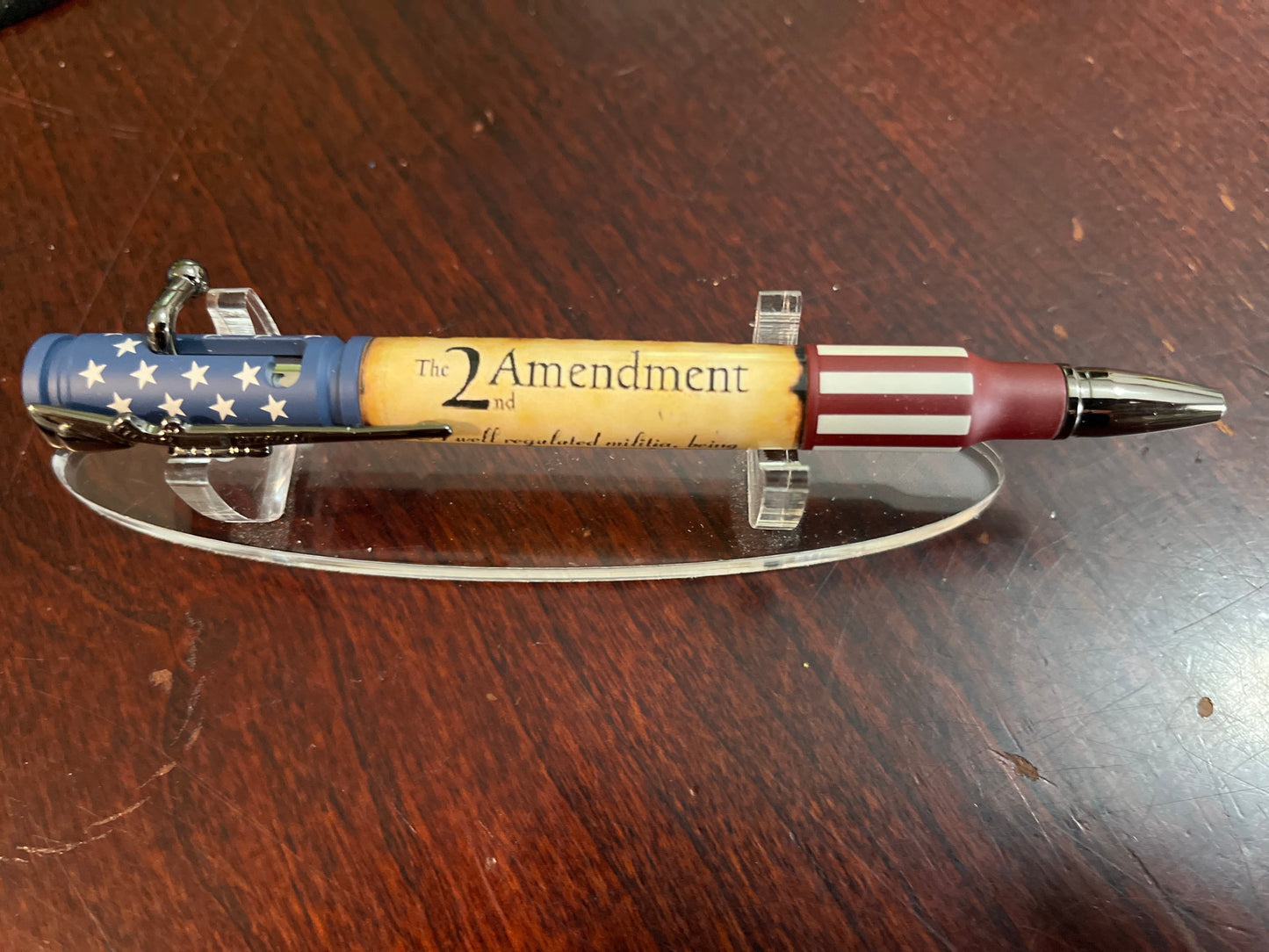 Bolt Action Pen Ceramic RW&B Flag 2nd Amendment