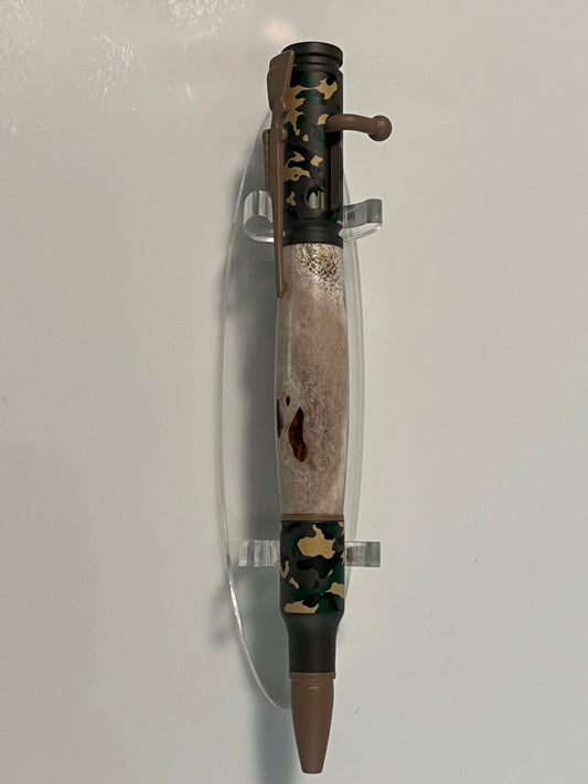 Bolt Action Pen Ceramic Camo Deer Antler