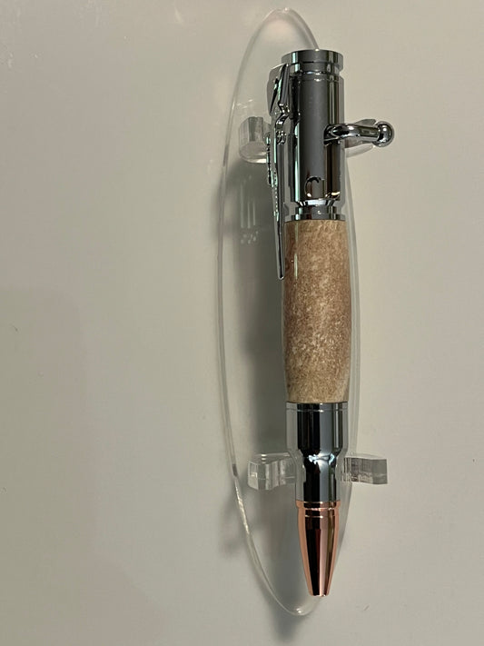 Mini Bolt Action Pen Chrome Deer Antler